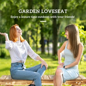 Outsunny Ławka Ogrodowa Rustykalna dla 2 Osób Lite Drewno Brązowa 110x38x35cm | Aosom PL