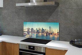 Panel szklany do Kuchni Rzeczna Panorama z Mostem
