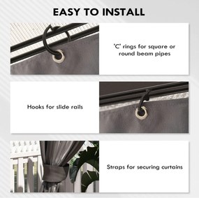 Outsunny Boczne ścianki do pawilonu, 4 panele boczne do pawilonu ogrodowego, z zamkiem błyskawicznym, pawilon 3 x 4 m, ciemnoszary