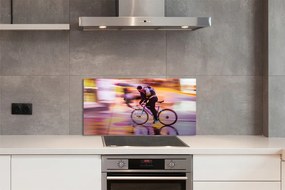 Szklany Panel Człowiek i Rower w Blasku Świateł