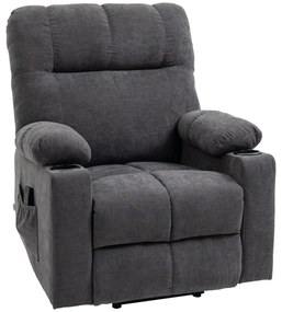 HOMCOM Fotel dla seniora z funkcją podnoszenia i leżenia z pilotem ciemnoszary 144 cm x 91 cm x 88 cm | Aosom PL