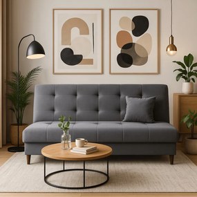 Sofa z Funkcją Spania LIMA Rozkładana Wersalka Dwuosobowa Szara Nowoczesna do Salonu