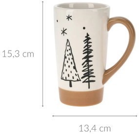 Duży zimowy kubek z motywem choinek, 520 ml