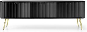 Szafka RTV: Czarna, złote nogi, 168 x 57 x 39 cm