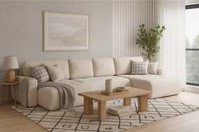 Stylowy narożnik rozkładany IVO U XL  387x150 cm w tkaninie LAMBI 9 kości słoniowej