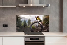 Panel szklany do Kuchni Rower w Górskiej Scenerii