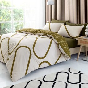Pościel dwuosobowa w kolorze khaki/beżowa 230x220 cm Linear Curve – Catherine Lansfield