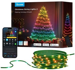 Govee - LED RGBICW Zewnętrzny łańcuch świąteczny 2700-6500K 20m Wi-Fi Matter IP66