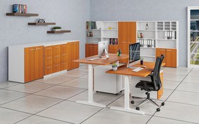 Szafa biurowa z drzwiami niskimi PRIMO WHITE, 800 x 500 x 1781 mm, biały/czereśnia