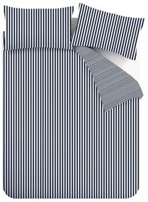 Ciemnoniebieska flanelowa pościel dwuosobowa 230x220 cm Stripe – Catherine Lansfield