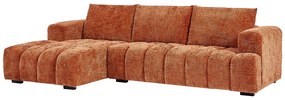 Kanapa narożna lewostronna z teksturowanej tkaniny terakota BENOLA