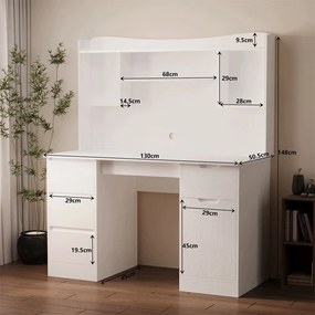 Biurko z nadstawką białe - 130 cm