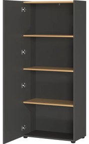 Antracytowy regał w dekorze dębu 61x145x34 cm Adrano – Germania