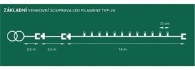 Oświetlenie zewnętrzne Szyszka przezroczysty, 20x żarówka LED Filament, podstawowe