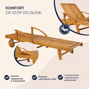 Leżak ogrodowy TAMI SUN, 195,5x69x85cm, naturalny brąz Jurhan