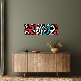 Obraz abstrakcji graficznej (z zegarem) (90x30 cm)
