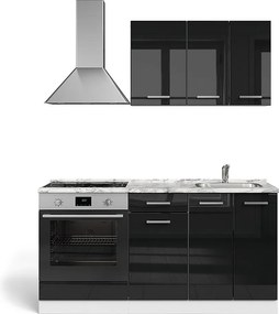 Kuchnia pojedyncza czarny wysoki połysk/biały 160x46x81.6 r-line