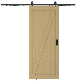 Drzwi przesuwne naścienne z drewna i MDF - Naturalny jasny - wys. 205 x szer. 63 cm - BALERMA
