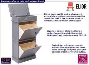 Szara klasyczna szafka na buty Galis