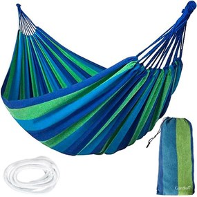 Niebiesko-zielony hamak HAMMOCK dla 2 osób 200x150 cm
