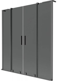 Mexen Velar L Duo parawan nawannowy 2-skrzydłowy rozsuwany 160 x 150 cm, grafit, gun metal - 896-160-003-42-95