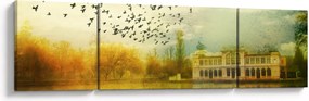Obraz namalowanego krajobrazu z rezydencją (170x50 cm)