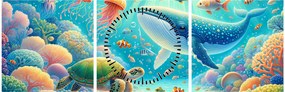 Obraz - Świat pod wodą (z zegarem) (90x30 cm)