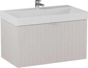 Szafka łazienkowa wisząca kaszmir lamelowy front 80 x 45 cm z umywalką z otworem CUSCO