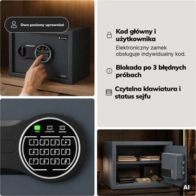 Sejf domowy na dokumenty i pieniądze z zamkiem elektronicznym Dorian