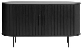 Czarna niska komoda w dekorze dębu z drzwiami przesuwnymi 140x76 cm Nola – Unique Furniture