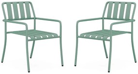 Zestaw 2 foteli ogrodowych sztaplowanych z metalu - Migdałowa zieleń - BIRMOS marki MYLIA