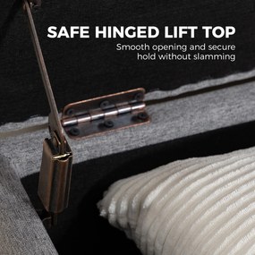 HOMCOM Skrzynia z tkaniny lnianej, ławka z 2 schowkami, składanymi klapami i ekstra grubą poduszką, 117 x 50 x 44 cm | Aosom PL