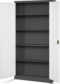 Szafa biurowa na akta wysoka Jan H 90x40x195 cm antracyt/biały