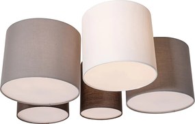 Lampa sufitowa biała, szara i brązowa 5-światłowa - Multidrum
