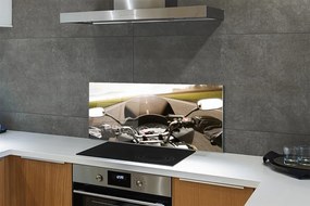 Szklany Panel Motocykl na tle Gór i Nieba