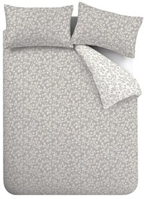 Szara flanelowa pościel dwuosobowa 200x200 cm Grace Floral Leaf – Catherine Lansfield