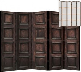 Parawan pokojowy 5-częściowy 225x172 Jednostronny dekoracyjny rustykalny klasyczny Brązowy Stare Dębowe Drzwi