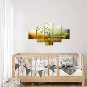 Obraz namalowanego krajobrazu z rezydencją (125x70 cm)