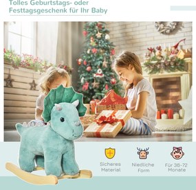 HOMCOM Koń na biegunach pluszowy zwierzak na biegunach huśtawka dla dzieci zabawka dzieci ciemnozielony