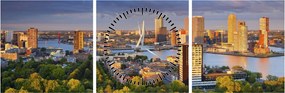 Obraz - Panorama Rotterdamu, Holandia (z zegarem) (90x30 cm)