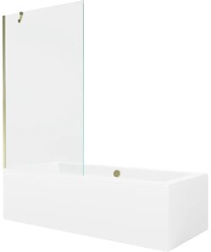 Mexen Cube wanna prostokątna 170 x 80 cm z obudową i parawanem 1-skrzydłowym 100 cm, transparent, złoty - 550517080X9510000050
