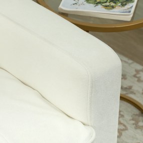 HOMCOM Fotel tapicerowany z podłokietnikami, nachylone oparcie, nogi z drewna kauczukowego, kremowy