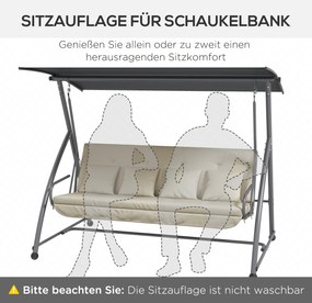 Zestaw poduszek siedziska Outsunny 170 cm do huśtawki Hollywood, beżowy