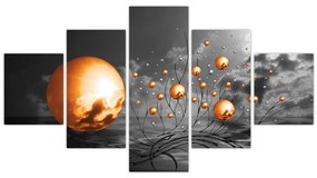 Obraz pomarańczowych abstrakcyjnych kul (125x70 cm)