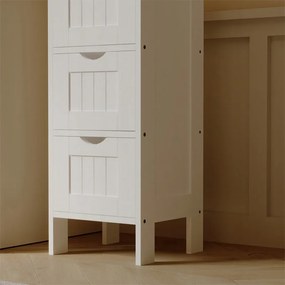 Regał łazienkowy wąska komoda z szufladami biała łazienki na ręczniki loft