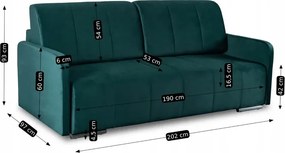 Sofa Rozkładana z Funkcją Spania IBIZA Dwuosobowa Zielona