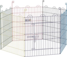 PawHut Wielofunkcyjny Wybieg dla Szczeniąt, Modularny Design, Zamknięcie, Metal, Ø120x60H cm, Kolorowy