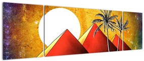 Obraz malowanych egipskich piramid (170x50 cm)