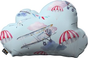Poduszka Soft Cloud kolor niebieski tkanina wzorzysta