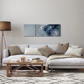 Obraz - Delikatne kwiaty (z zegarem) (90x30 cm)